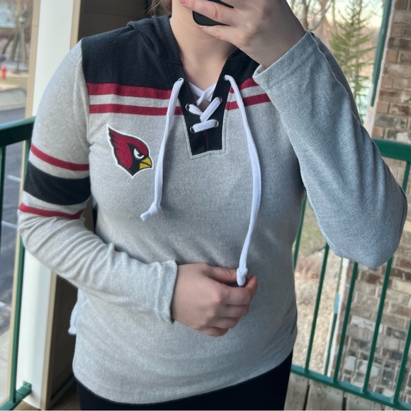 🆕 🏈 NFL Football Arizona Cardinals Team Apparel Womens Grey Hoodie M - Picture 2 of 12